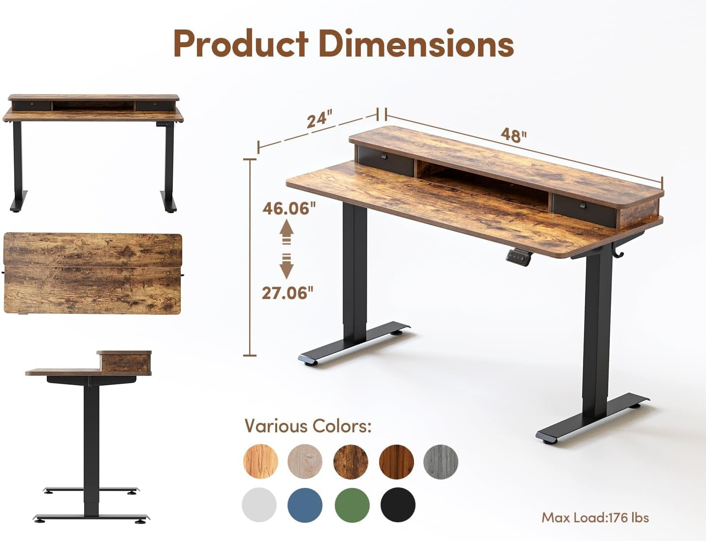 48X24 Inch Electric Standing Desk For At Home 